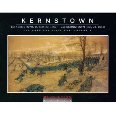 Kernstown box cover with Civil War battlefield artwork and titles for the 1862 and 1864 battles.