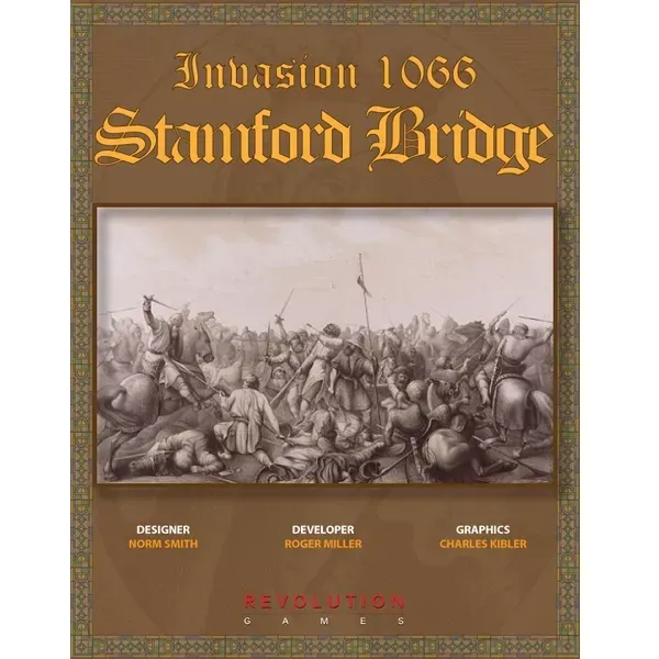 Invasion 1066: Stamford Bridge cover with medieval battle artwork and decorative border.