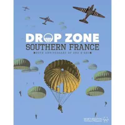 Drop Zone: Southern France cover with paratroopers descending from aircraft during Operation Dragoon.