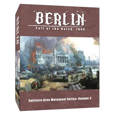 Berlin: Fall of the Reich, 1945 solitaire wargame box with Soviet forces advancing through burning Berlin.