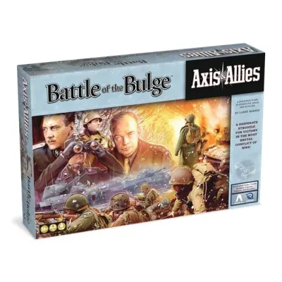 Axis &amp; Allies: Battle of the Bulge box with WWII commanders, soldiers, and battlefield artwork.