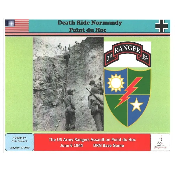 Death Ride Normandy: Pointe du Hoc base game cover with U.S. Rangers climbing cliffs and unit insignia.
