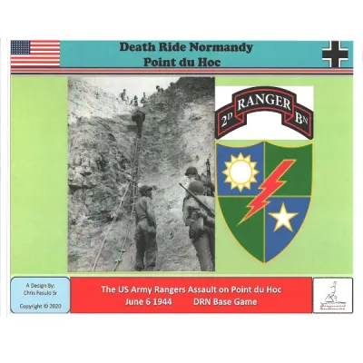 Death Ride Normandy: Pointe du Hoc base game cover with U.S. Rangers climbing cliffs and unit insignia.