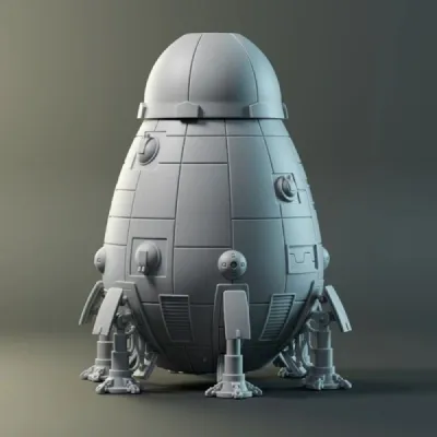 BattleTech: Overlord-C Class Map-Scale DropShip BattleTech Overlord-C Class map-scale DropShip miniature variant with rounded upper hull and landing legs.