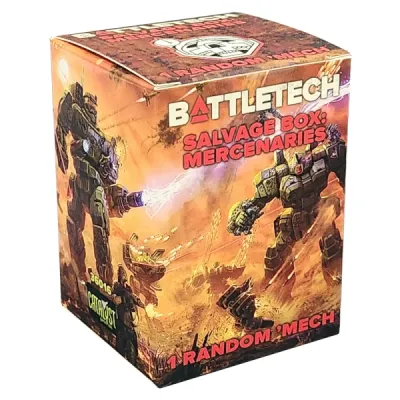 BattleTech: Salvage Box – Mercenaries with desert combat artwork and one random ’Mech inside.