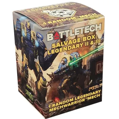 BattleTech Salvage Box: Legendary II &amp; III with artwork of legendary BattleMechs in combat.