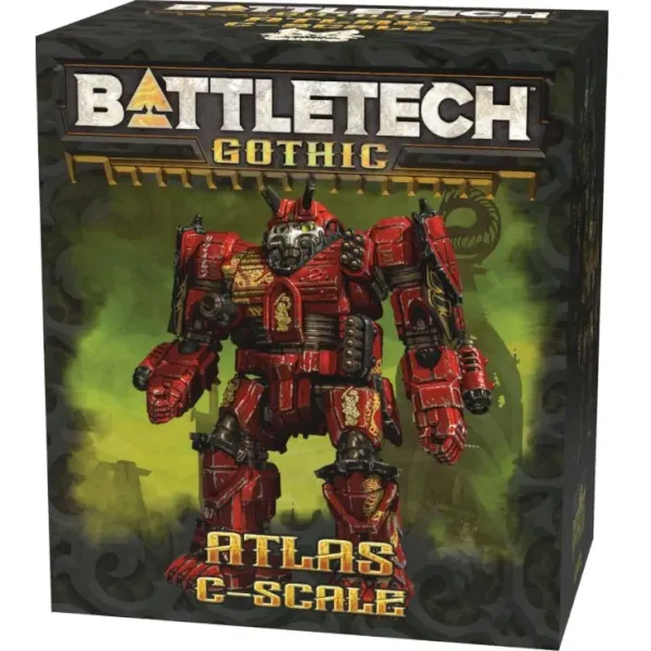 BattleTech: Gothic Atlas C-Scale Miniature box with a large red Gothic Atlas ’Mech on the front.
