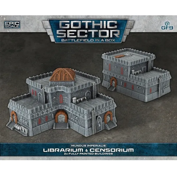 Gothic Sector: Librarium &amp; Censorium terrain box with two fully painted epic-scale Gothic buildings.
