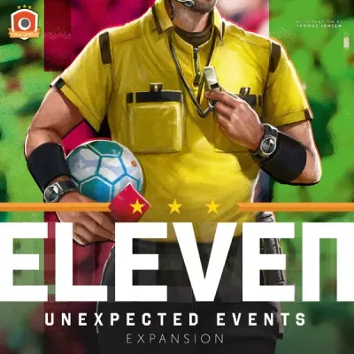Eleven Unexpected Events Expansion box cover showing a football referee holding a whistle.
