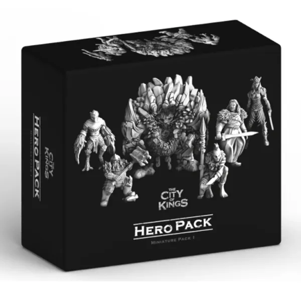 The City of Kings Hero Pack box showing six hero miniatures for the core game.
