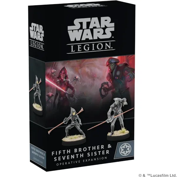 Star Wars: Legion Fifth Brother &amp; Seventh Sister Operative Expansion box showing two Imperial Inquisitor miniatures.