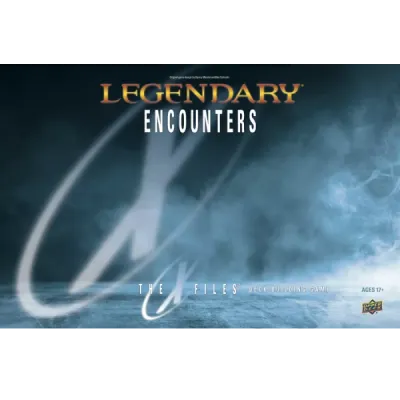 Legendary Encounters: The X-Files Deck Building Game Legendary Encounters: The X-Files deck-building game box cover with a dark blue X-Files themed design.