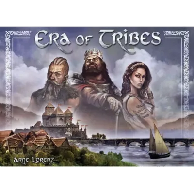 Era of Tribes box cover showing historical leaders above a coastal settlement.
