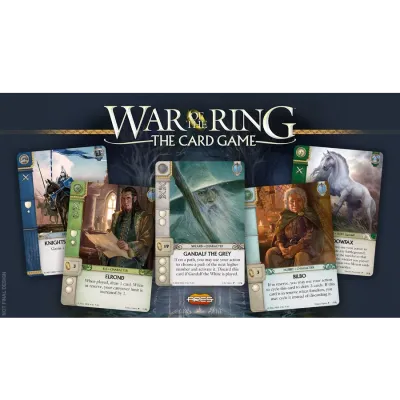 War of the Ring: The Card Game preview showing Free Peoples cards including Elrond, Gandalf and Bilbo.