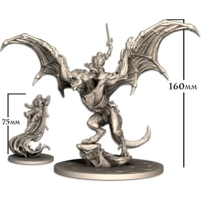Ancient Blood: The Order of Vampire Hunters – Lord Vlad Expansion miniatures showing Lord Vlad on a dragon and a smaller vamp