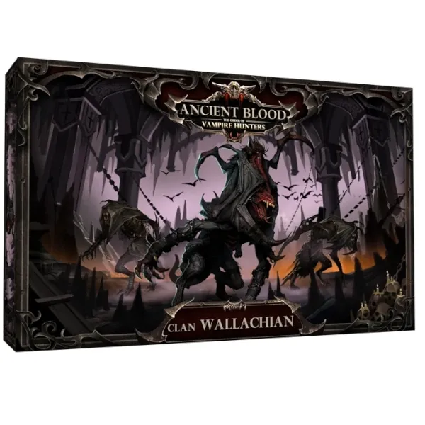Ancient Blood: The Order of Vampire Hunters – Wallachian Clan Expansion box cover with dark vampire warriors in a ruined goth
