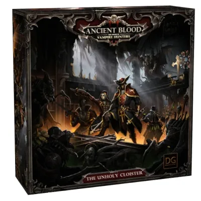 The Unholy Cloister Expansion cover showing hunters entering a dark ruined cloister. 