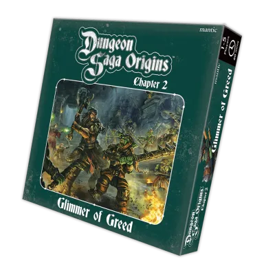 Dungeon Saga Origins: Chapter 2 – Glimmer of Greed Dungeon Saga Origins: Chapter 2 – Glimmer of Greed box cover with heroes fighting Goblins in a ruined dungeon.