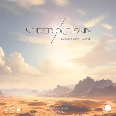 Under Our Sun cover art showing a bright sun over a vast post-apocalyptic desert landscape.