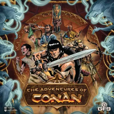 The Adventures of Conan box cover with Conan and allies in Hyborian adventure artwork.