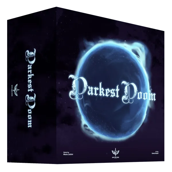 Darkest Doom box cover with glowing eclipse on a dark fantasy background.