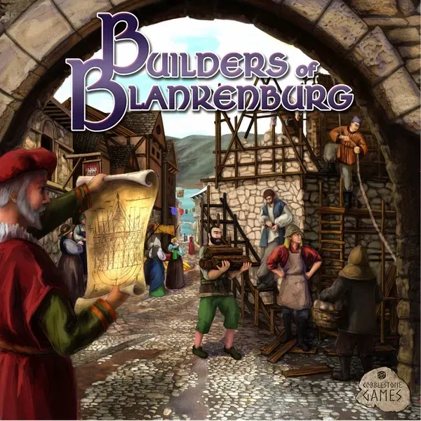 Builders of Blankenburg box cover showing a medieval town under construction.