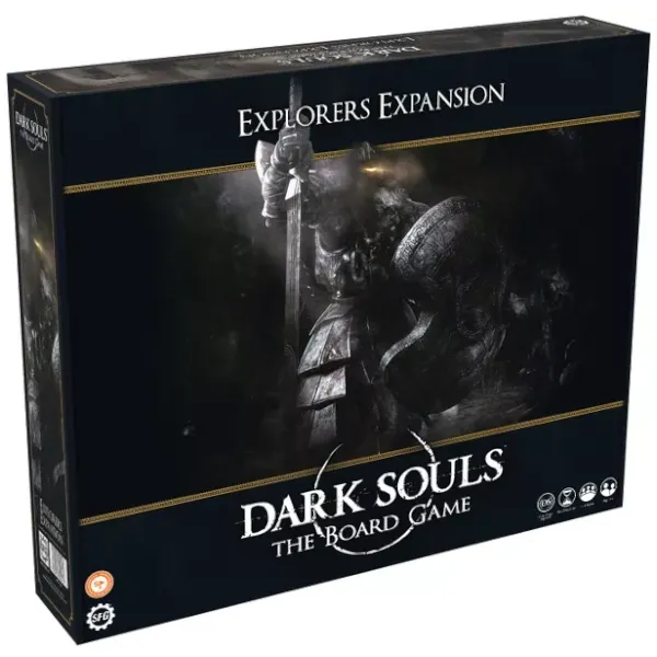 Dark Souls: The Board Game – Explorers Expansion box cover with dark knight artwork.