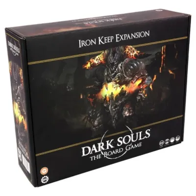 Dark Souls: The Board Game – Iron Keep Expansion box cover with fiery Smelter Demon artwork.
