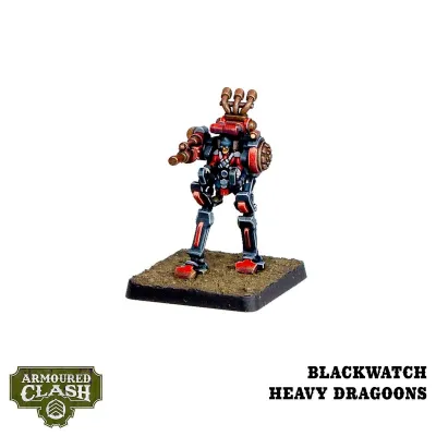Painted Blackwatch Heavy Dragoon miniature for Armoured Clash Crown forces.