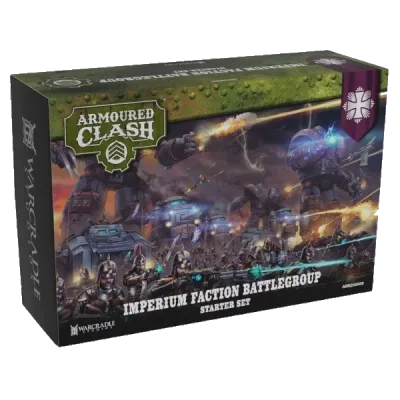 Armoured Clash Imperium Faction Battlegroup Starter Set box art with troops, tanks and walkers