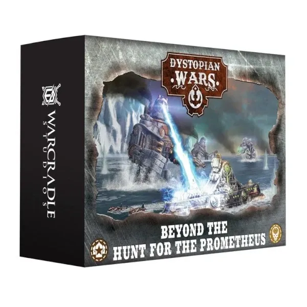 Dystopian Wars Beyond the Hunt for the Prometheus box showing naval battle artwork.