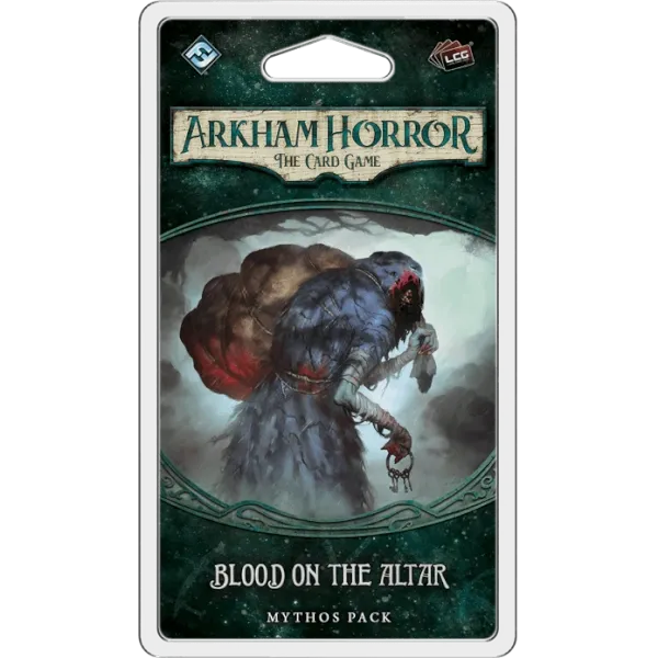 Arkham Horror: The Card Game – Blood on the Altar Mythos Pack blister with monstrous figure artwork.