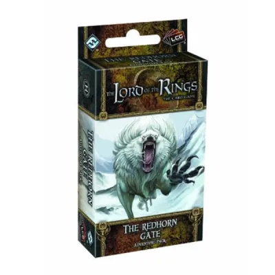 The Lord of the Rings: The Card Game – The Redhorn Gate Adventure Pack box with snow beast artwork.