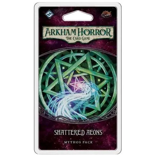 Arkham Horror: The Card Game – Shattered Aeons Mythos Pack blister with arcane symbol artwork.