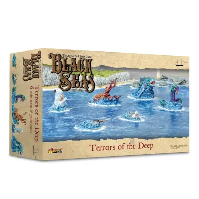 Black Seas: Terrors of the Deep box showing sea monsters attacking ships.