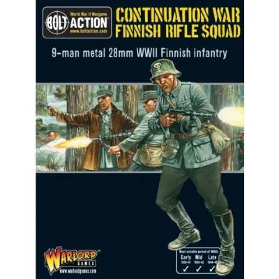 Bolt Action Continuation War Finnish Rifle Squad pack with Finnish infantry combat artwork.