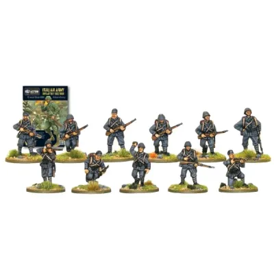 Painted Bolt Action Italian Army Infantry Section miniatures.