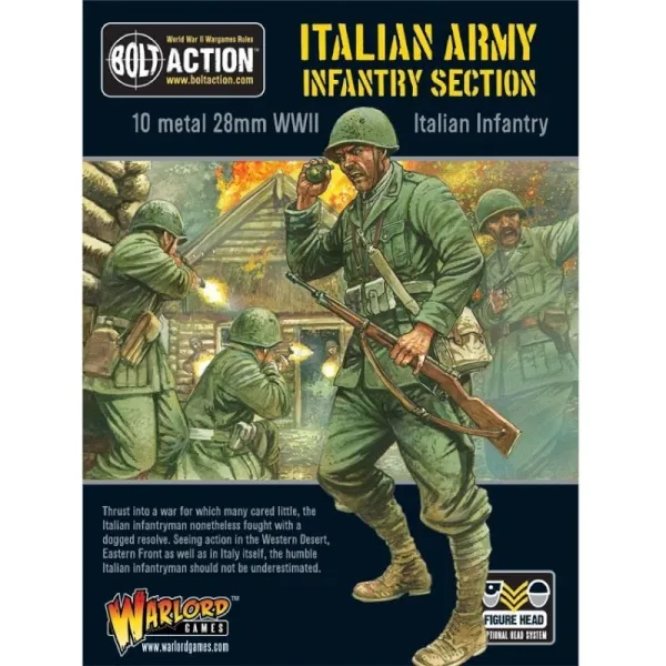 Bolt Action Italian Army Infantry Section pack with Italian infantry combat artwork.