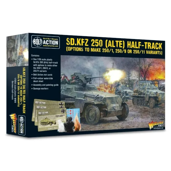 Bolt Action Sd.Kfz 250 Alte Half-Track box, buildable as 250/1, 250/9 or 250/11 variants.