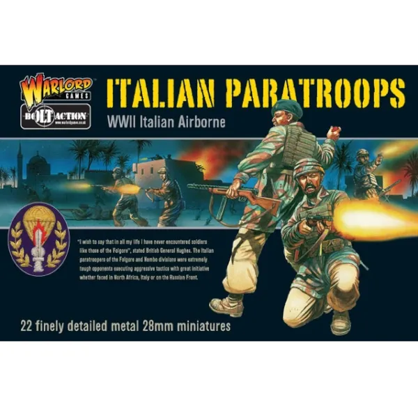 Bolt Action Italian Paratroops pack with WWII Italian airborne combat artwork.