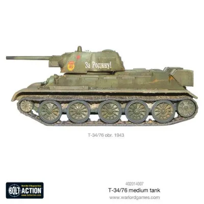 Painted Bolt Action T-34/76 medium tank in the 1943 configuration.