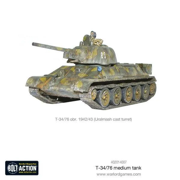 Painted Bolt Action T-34/76 medium tank with 1942/43 Uralmash cast turret.