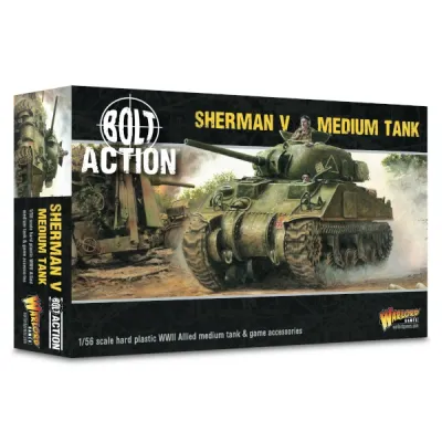 Bolt Action Sherman V Medium Tank box with British Sherman battle artwork.