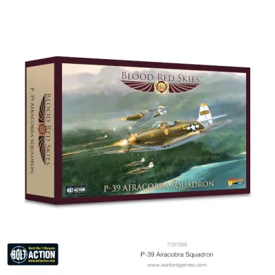 Blood Red Skies: P-39 Airacobra Squadron Blood Red Skies P-39 Airacobra Squadron box showing Allied fighters in aerial combat.