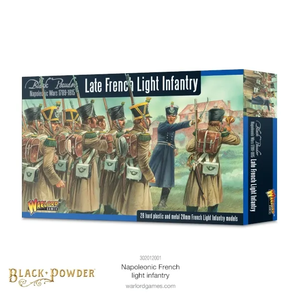 Black Powder Late French Light Infantry box with French troops receiving orders.