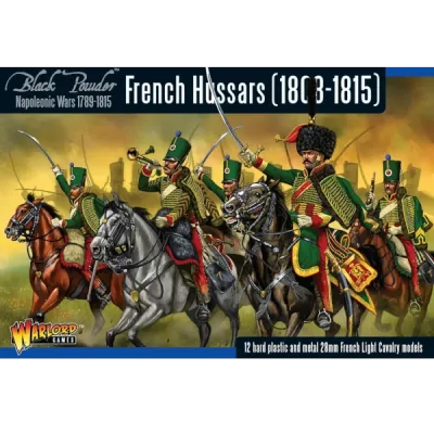 Black Powder French Hussars 1808–1815 box with French light cavalry charge artwork.
