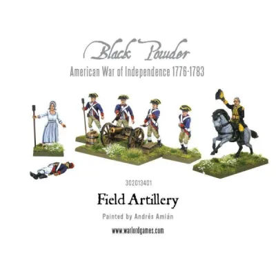 Painted AWI Field Artillery set with cannon crew, commander, Molly Pitcher and casualty figures.
