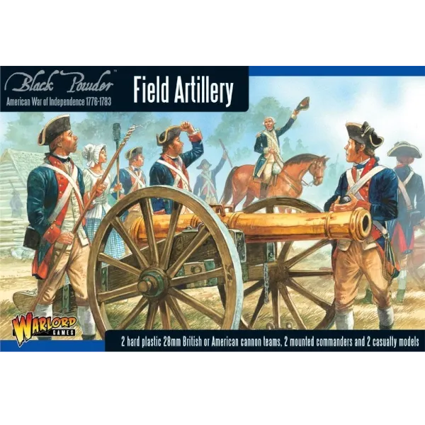 Black Powder American War of Independence Field Artillery box with cannon crew artwork.