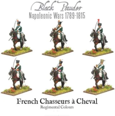 Painted French Chasseurs à Cheval miniatures for Black Powder Napoleonic Wars.