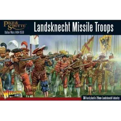Pike &amp; Shotte Landsknecht Missile Troops box with arquebusier artwork.